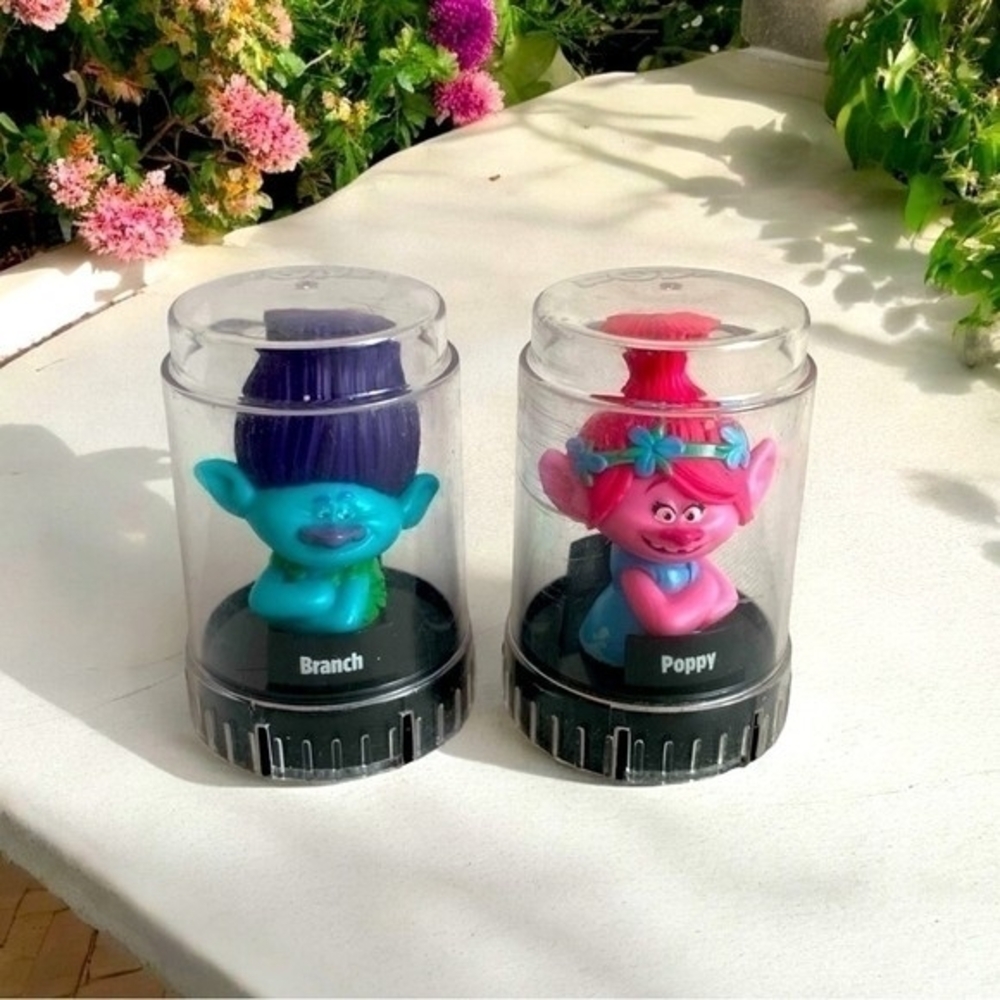 Good2Grow Podz Trolls Poppy Branch Juice Toppers Figurines Hasbro 3" Lot of 2 VG